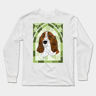 Stained Glass Basset Hound Long Sleeve T-Shirt